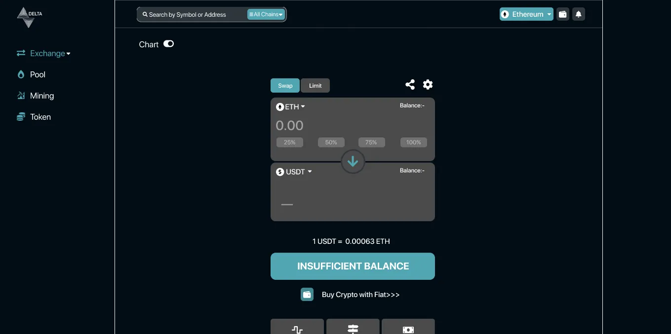 Delta Crypto Swap: screen 1