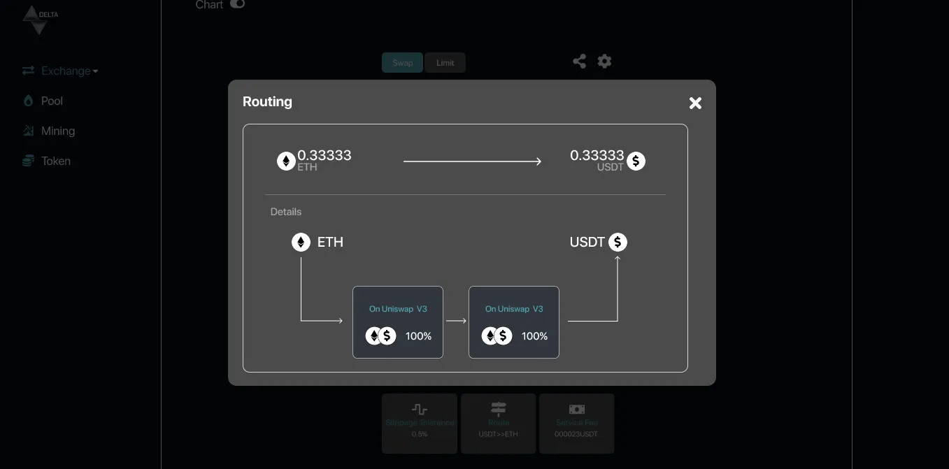 Delta Crypto Swap: screen 3