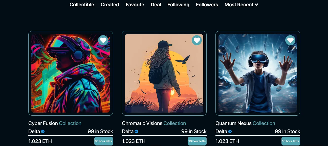 Delta NFT marketplace: screen 3