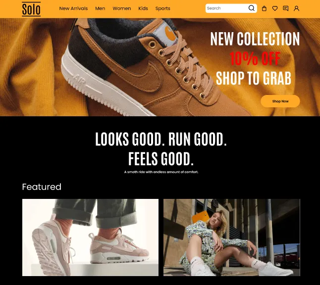 Solo shoe store: screen 1